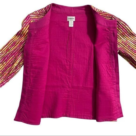 Chico's‎ Annabelle Pink Striped Blazer Sugarberry Dream Size 0 (4) - Picture 10 of 13